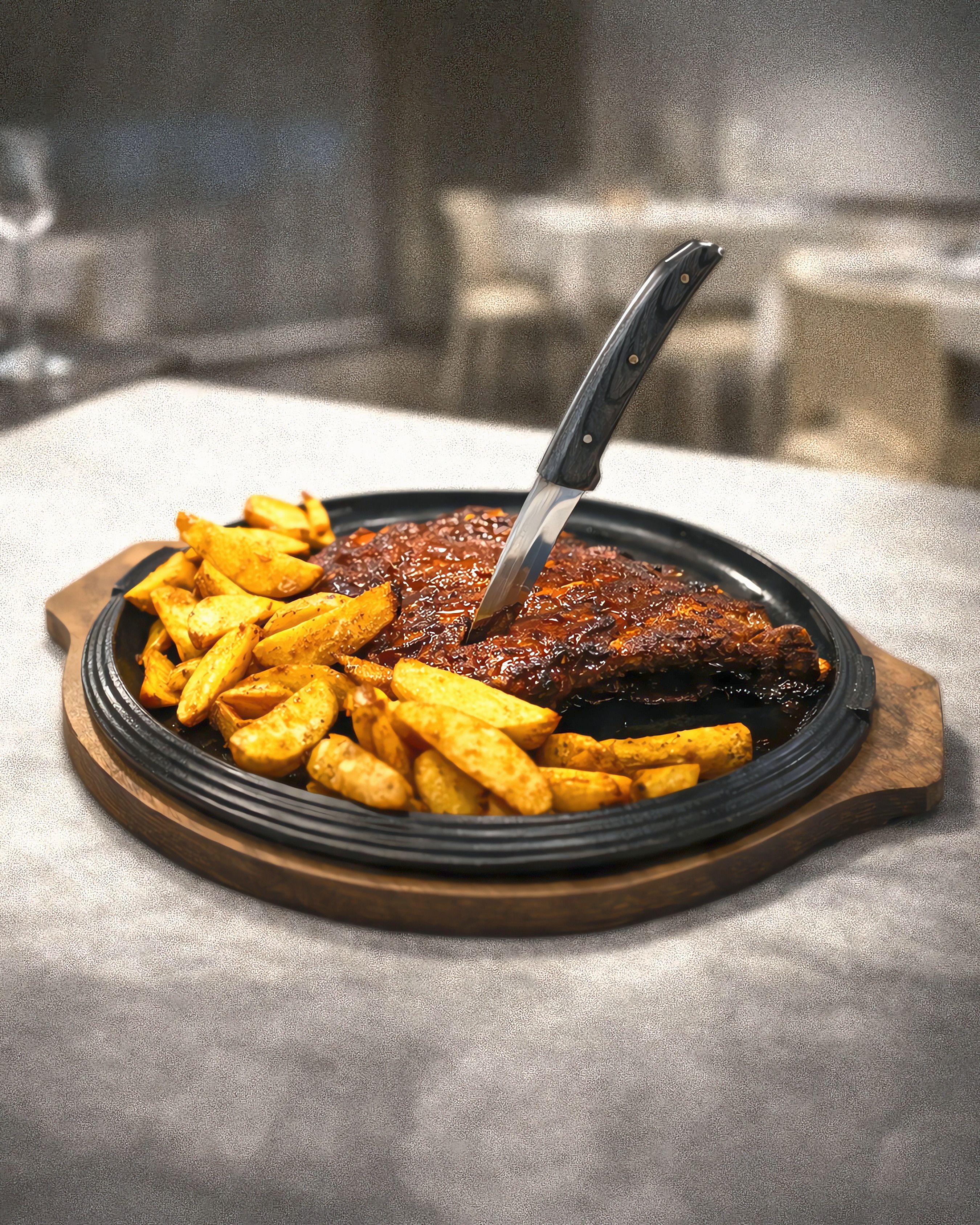 Ribs di maiale BBQ in ghisa